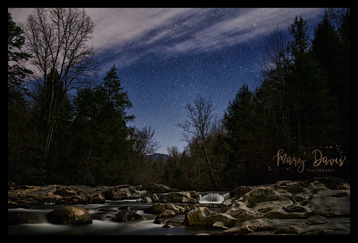 stars, night, water, river, long exposure, great smoky mountains